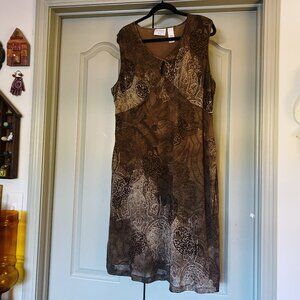 Villager by Liz Claiborne Plus Size 2X Brown Paisley Mesh Dress | Y2K Boho Fairy